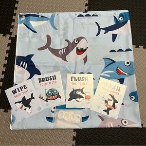 Kids shark bathroom decor.
